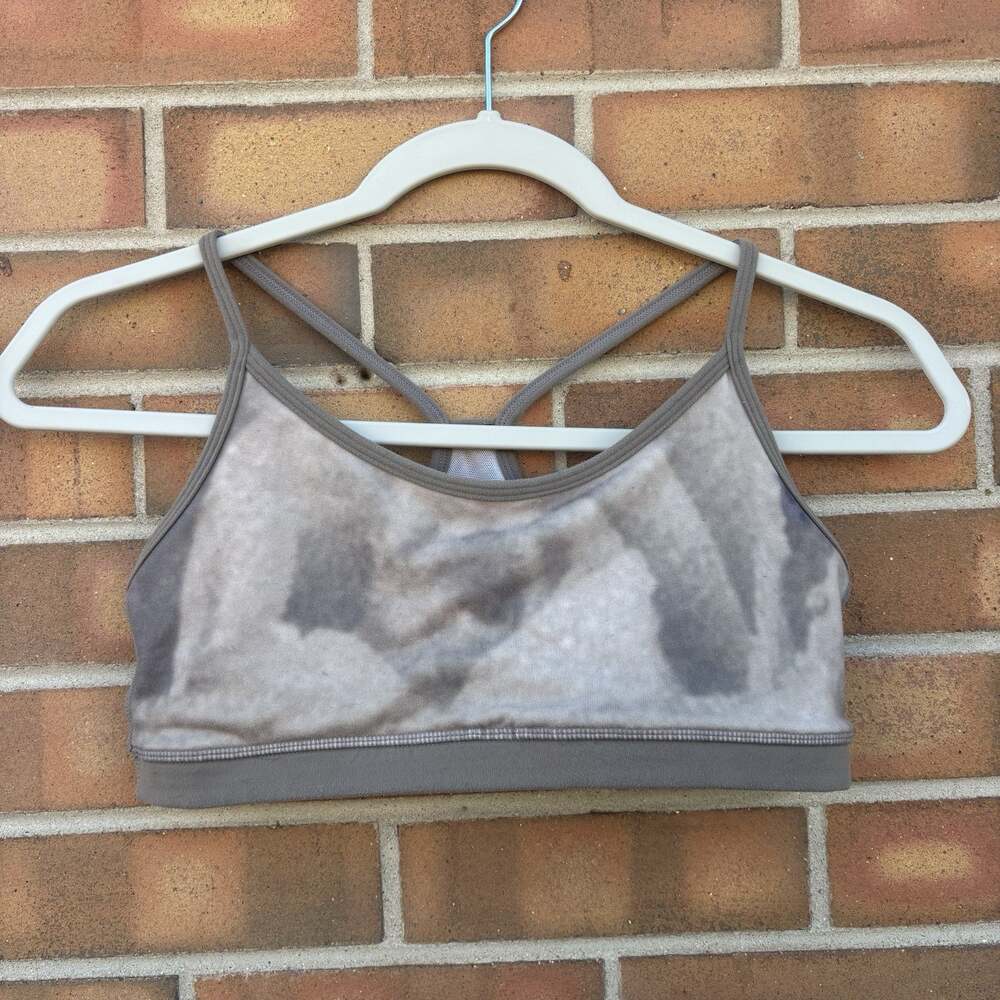 Lululemon Flow Y Bra Womens Sz 6 Tan Printed Sports Bra